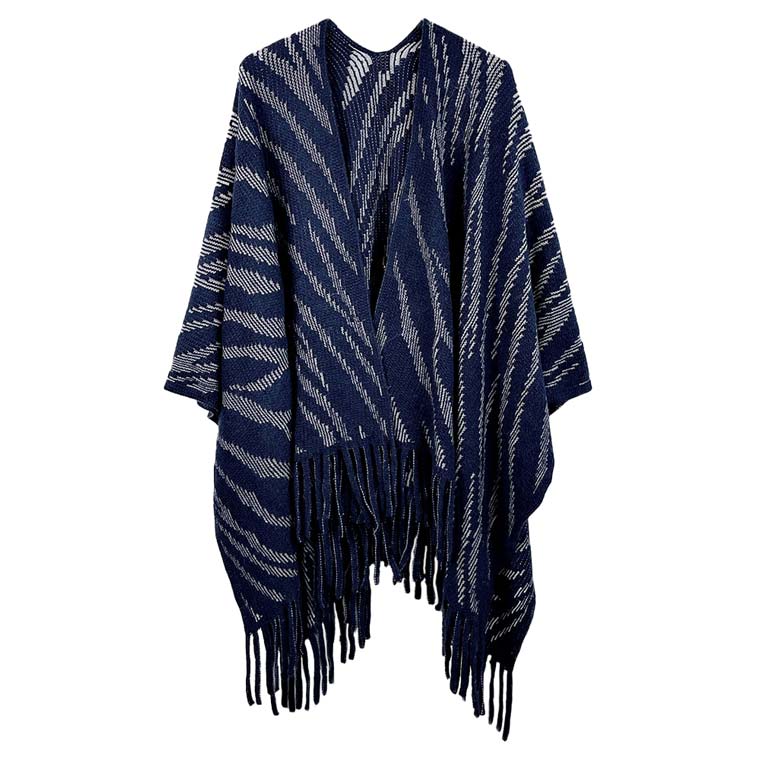 Navy Zebra Patterned Crochet Poncho, on-trend & fabulous will surely amp up your beauty in perfect style. A luxe addition to any cold-weather ensemble. The perfect accessory, luxurious, trendy, super soft chic capelet. It keeps you warm and toasty in winter & cold weather. You can throw it on over so many pieces elevating any casual outfit! Perfect Gift for Wife, Mom, Birthday, Holiday, Anniversary, or Fun Night Out. Have a comfortable winter!