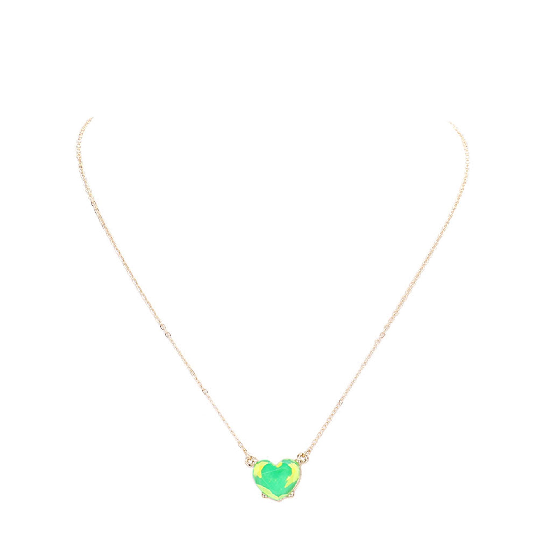 Neon Green Trendy Stylish Heart Stone Pendant Necklace, Get ready with these Heart Stone Pendant Necklace, put on a pop of color to complete your ensemble. Perfect for adding just the right amount of shimmer & shine and a touch of class to special events. Perfect Birthday Gift, Anniversary Gift, Mother's Day Gift, Graduation Gift.