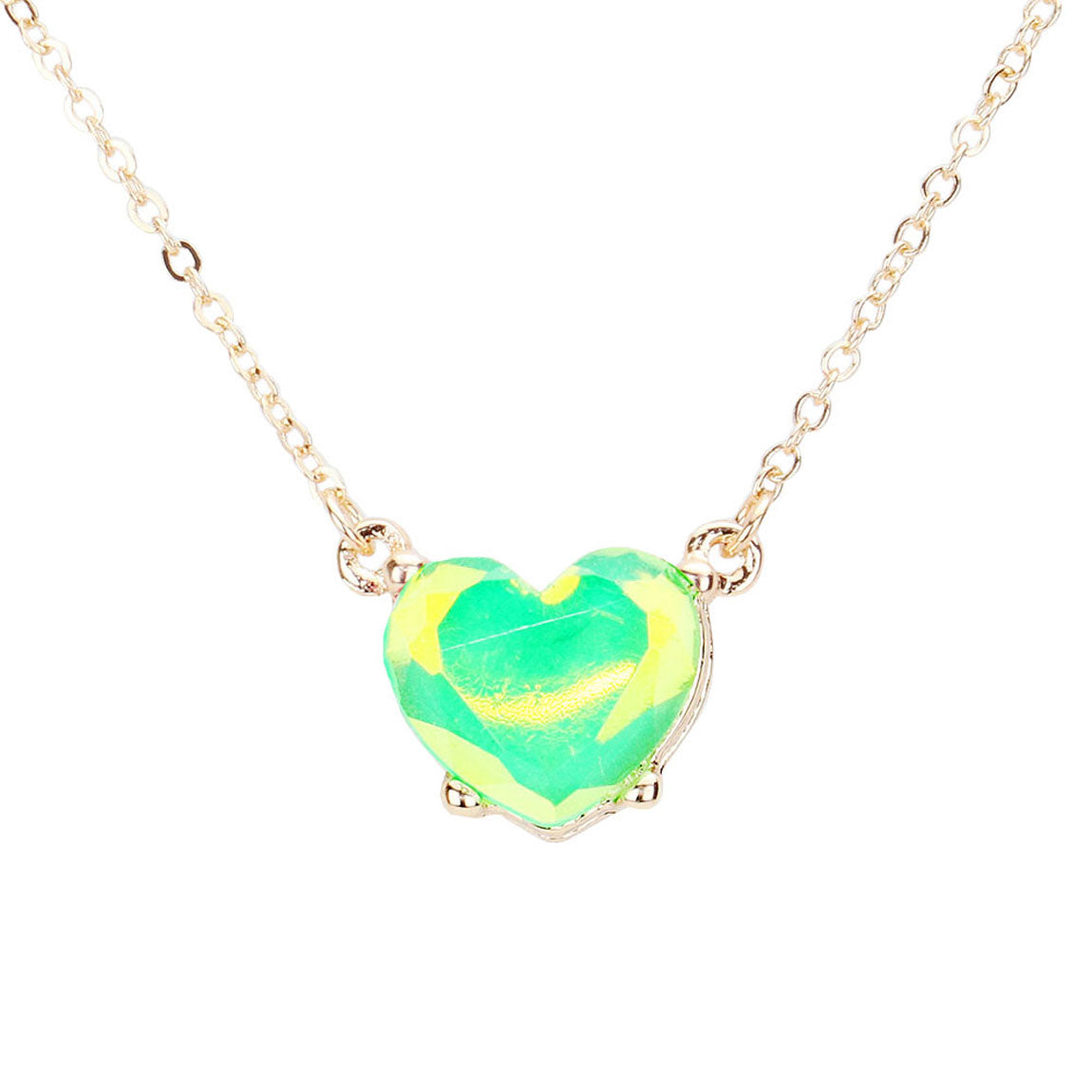 Neon Green Trendy Stylish Heart Stone Pendant Necklace, Get ready with these Heart Stone Pendant Necklace, put on a pop of color to complete your ensemble. Perfect for adding just the right amount of shimmer & shine and a touch of class to special events. Perfect Birthday Gift, Anniversary Gift, Mother's Day Gift, Graduation Gift.