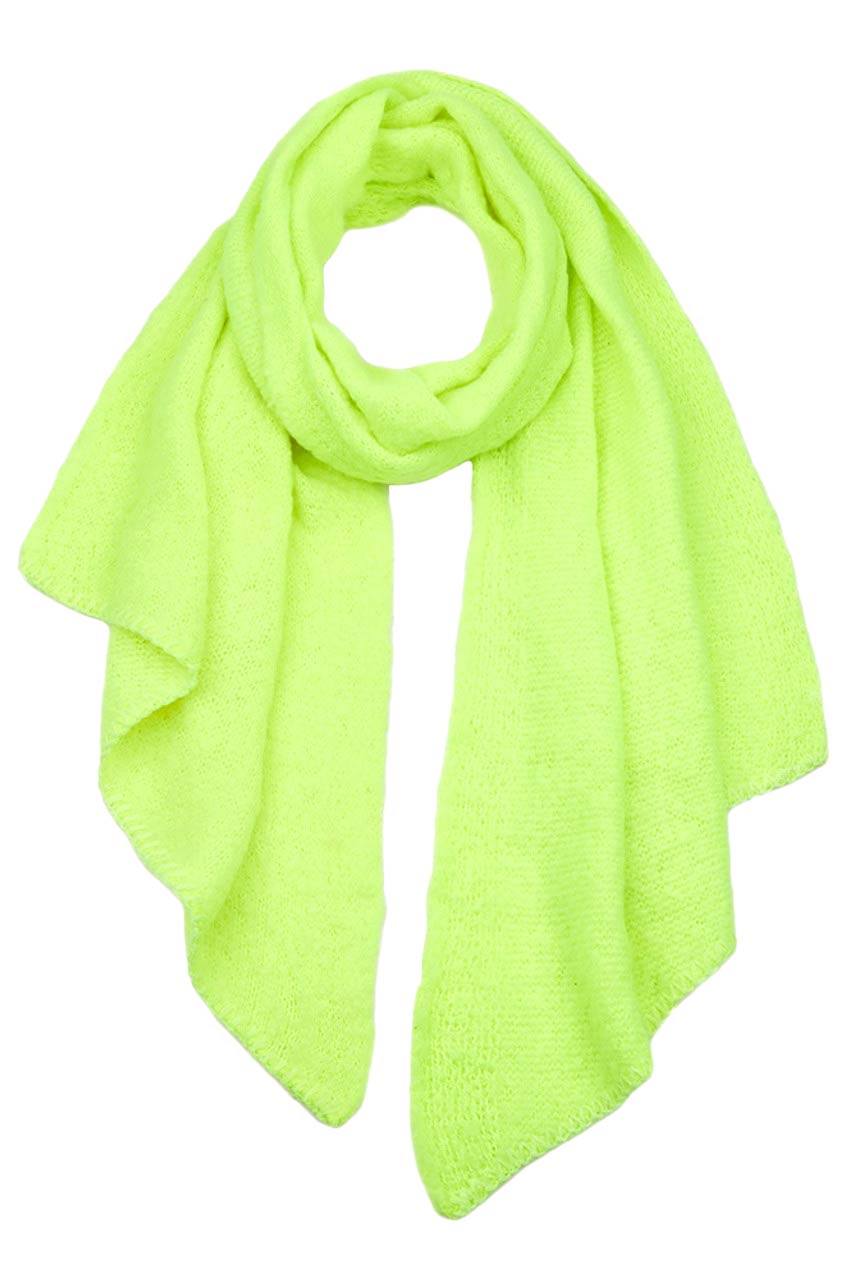 Neon Lime C C Bias Cut Scarf With Whipstitched Edging, Add a beautiful look and touch of perfect class to your outfit in style. Nicely designed with whipstitched Edging that gives a unique yet awesome appearance with comfort and warmth. Perfect weight makes it wearable to complement your outfit, or with your favorite fall jacket. Great for daily wear in the cold winter to protect you against the chill.