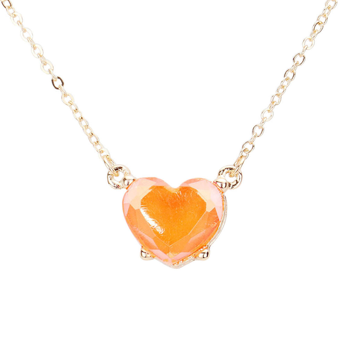 Neon Orange Trendy Stylish Heart Stone Pendant Necklace, Get ready with these Heart Stone Pendant Necklace, put on a pop of color to complete your ensemble. Perfect for adding just the right amount of shimmer & shine and a touch of class to special events. Perfect Birthday Gift, Anniversary Gift, Mother's Day Gift, Graduation Gift.