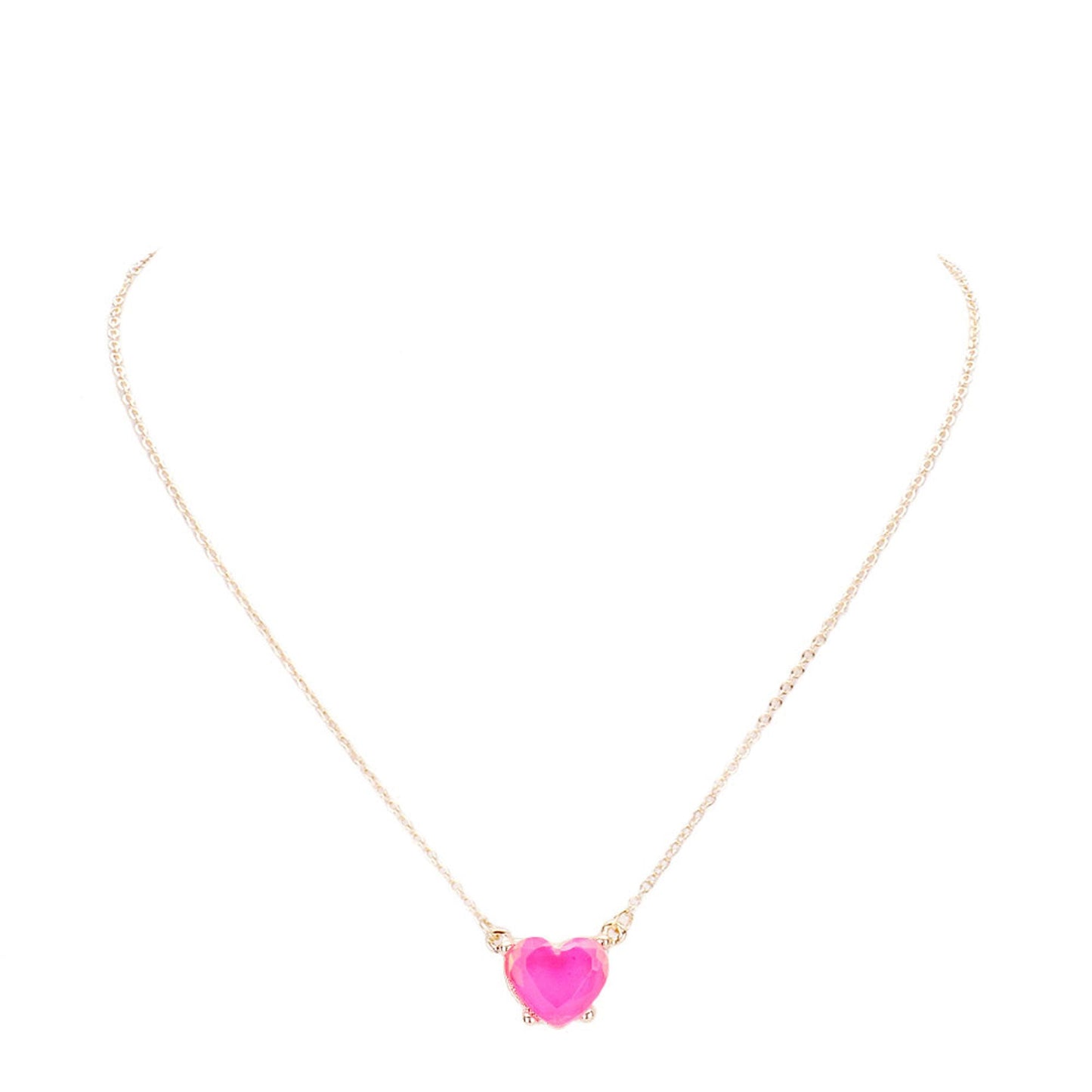 Neon Pink Trendy Stylish Heart Stone Pendant Necklace, Get ready with these Heart Stone Pendant Necklace, put on a pop of color to complete your ensemble. Perfect for adding just the right amount of shimmer & shine and a touch of class to special events. Perfect Birthday Gift, Anniversary Gift, Mother's Day Gift, Graduation Gift.