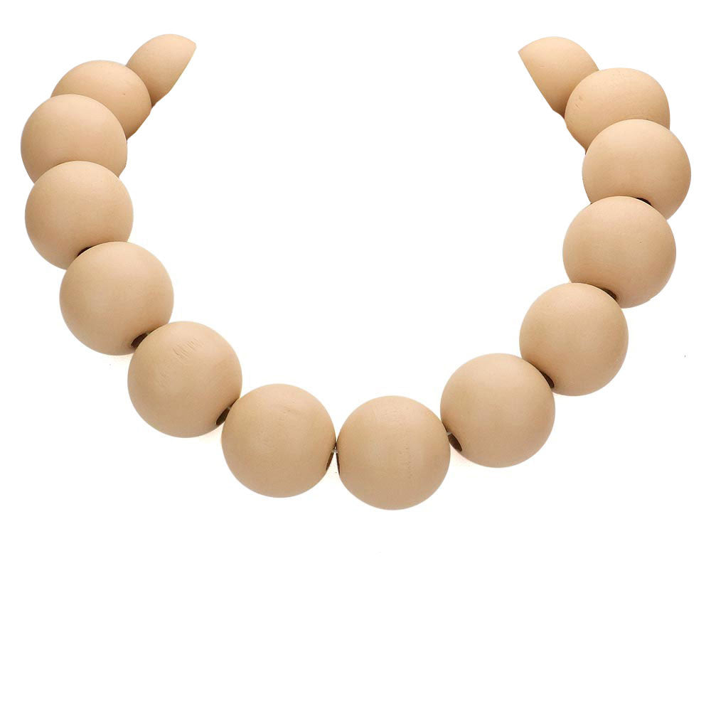 Neutral Wood Ball Necklace, delicately polished necklace will enhance your look, versatile enough for wearing straight through the week, perfectly lightweight for all-day wear, coordinate with any ensemble from business casual to everyday wear, the perfect addition to every outfit. Adds a touch of nature-inspired beauty to your look.  