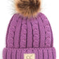 Lavender Kids Cable Ribbed Beanie With Natural Plush Faux Fur Pom Pom Beanie Warm Hat Faux Fur Pom Pom Beanie Fluffy Pom Pom Hat Winter Hat; before running out the door into the cool air, you’ll want to reach for this toasty beanie to keep your child incredibly warm. Accessorize the fun way with this faux fur pom pom hat, it's the autumnal touch you need to finish your outfit in style. Awesome winter gift accessory! Perfect Gift Birthday, Christmas