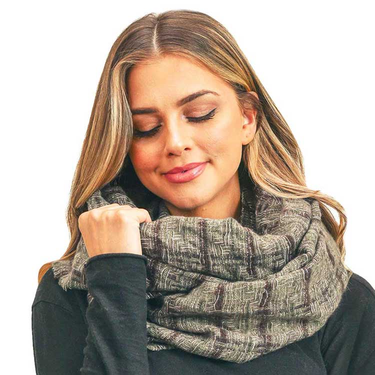 Olive Green Plaid Check Infinity Scarf, Fashionable and stylish, Accent your look with this soft, highly versatile scarf. Great for daily wear in the cold winter to protect you against chill, classic infinity-style scarf & amps up the glamour with plush material that feels amazing snuggled up against your cheeks. This elegant premium quality scarf is a great addition to your collection of fashion accessories. Awesome winter gift accessory!