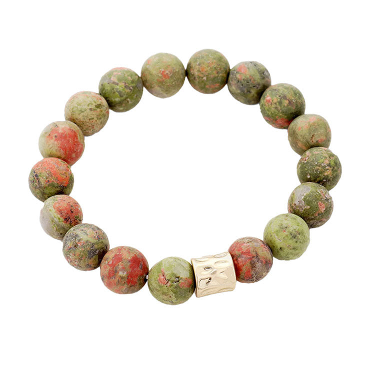Olive Green Semi precious stone beaded stretch bracelet, Look like the ultimate fashionista with these stretch bracelet! this stunning stone beaded bracelet can light up any outfit, and make you feel absolutely flawless. Fabulous fashion and sleek style adds a pop of pretty color to your attire, coordinate with any ensemble from business casual to everyday wear.