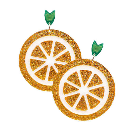 Orange Fashionable Glittered Resin Orange Dangle Earrings. Look like the ultimate fashionista with these Earrings! Add something special to your outfit this Valentine! special It will be your new favorite accessory. Perfect Birthday Gift, Anniversary Gift, Mother's Day Gift, Graduation Gift, Valentine's Day Gift.