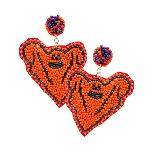Lovely little specters! Our Felt Back Seed Beaded Ghost Dangle Earrings are the perfect pick to add a spooky touch to your everyday outfits. Made with seed beads and felt and featuring a friendly ghost charm, these earrings are sure to make a statement with any outfit! Boo-tiful!