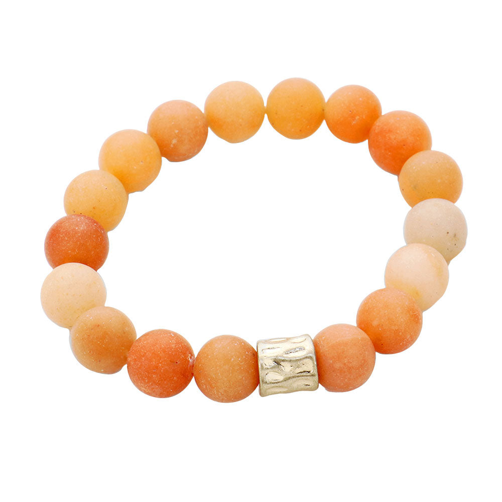 Orange Semi precious stone beaded stretch bracelet, Look like the ultimate fashionista with these stretch bracelet! this stunning stone beaded bracelet can light up any outfit, and make you feel absolutely flawless. Fabulous fashion and sleek style adds a pop of pretty color to your attire, coordinate with any ensemble from business casual to everyday wear.