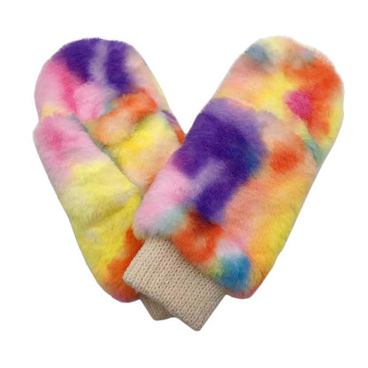 Orange Tie Dye Faux Fur Mittens, are smart, eye-catching, and attractive addition to your outfit that will amp up your beauty to a greater extent. These trendy gloves keep you absolutely warm and toasty in the winter and cold weather outside. Accessorize the fun way with these gloves. It's the autumnal touch you need to finish your outfit in style. A pair of these gloves will be a nice gift for your family, friends, anyone you love, and even yourself. Enjoy the winter!