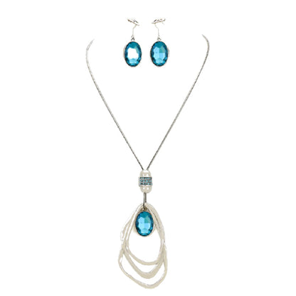 Oval Oval Glass Crystal Triple Abstract Hoop Necklace with earrings set; exquisite beautifully crafted charms add a gorgeous glow to any outfit. Perfect Birthday Gift, Anniversary Gift, Mother's Day Gift, Anniversary Gift, Graduation Gift, Prom Jewelry, Just Because Gift, Thank you Gift, Keepsake Gift, Mom Gift