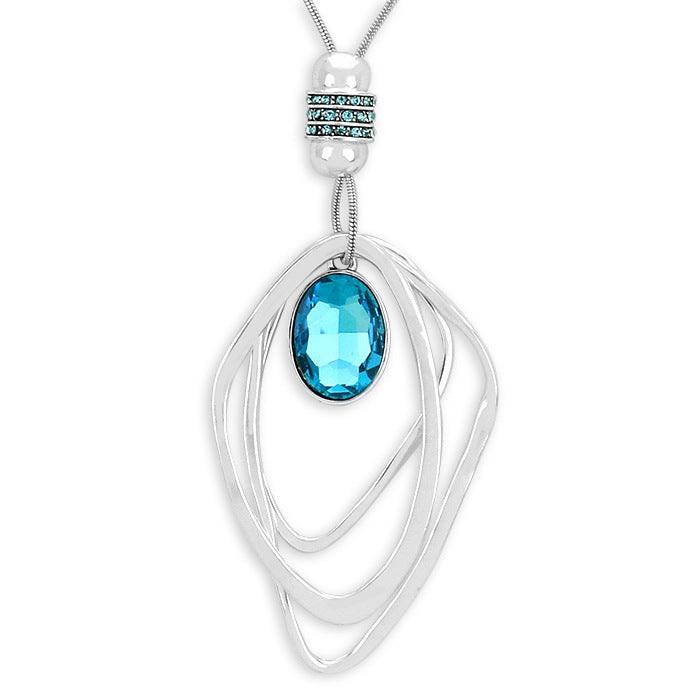 Oval Glass Crystal Triple Abstract Hoop Necklace with earrings set; exquisite beautifully crafted charms add a gorgeous glow to any outfit. Perfect Birthday Gift, Anniversary Gift, Mother's Day Gift, Anniversary Gift, Graduation Gift, Prom Jewelry, Just Because Gift, Thank you Gift, Keepsake Gift, Mom Gift