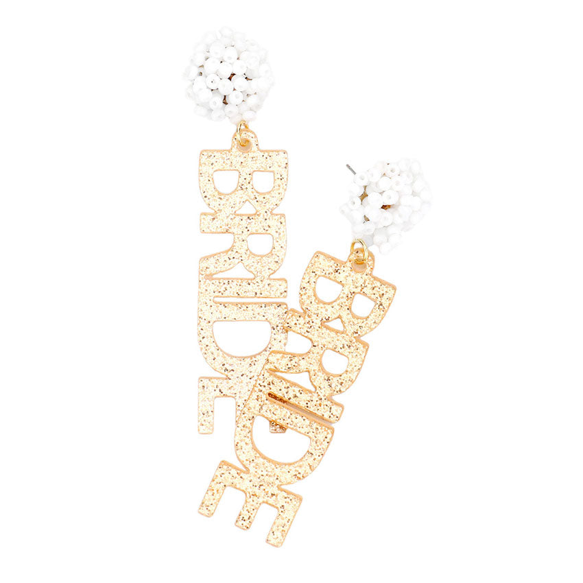 Peach Bride Glittered Message Dangle Earrings, put on a pop of color to complete your ensemble. Perfect for adding just the right amount of shimmer & shine and a touch of class to special events. Perfect Birthday Gift, Anniversary Gift, Mother's Day Gift, Thank you Gift.