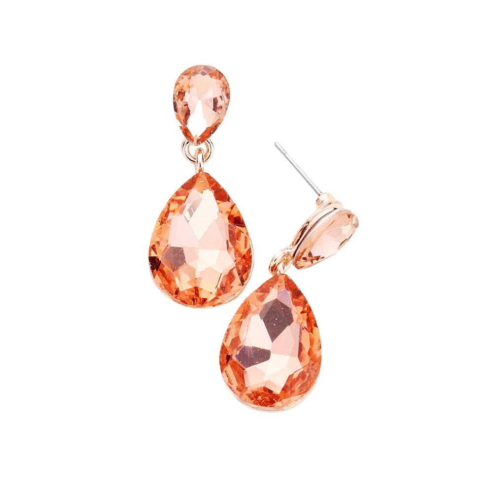 Peach Glass Crystal Teardrop Dangle Earrings, these teardrop earrings put on a pop of color to complete your ensemble & make you stand out with any special outfit. The beautifully crafted design adds a gorgeous glow to any outfit on special occasions. Crystal Teardrop sparkling Stones give these stunning earrings an elegant look. Perfectly lightweight, easy to wear & carry throughout the whole day. 