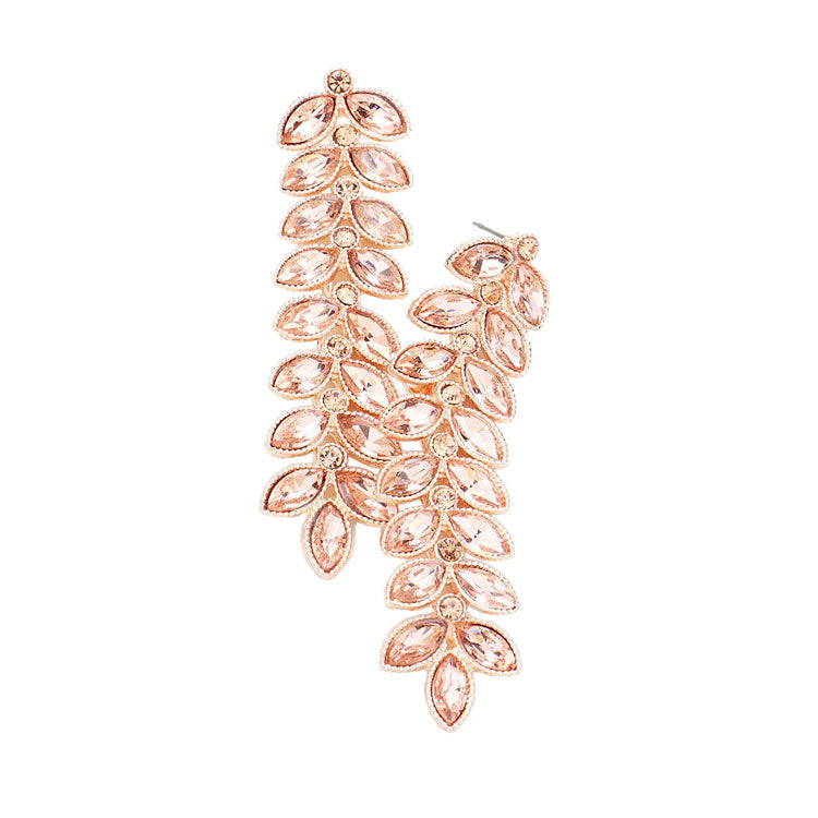 Peach Marquise Crystal Leaf Vine Drop Evening Earringsc. Get ready with these bright earrings, put on a pop of color to complete your ensemble. Perfect for adding just the right amount of shimmer & shine and a touch of class to special events. Perfect Birthday Gift, Anniversary Gift, Mother's Day Gift, Graduation Gift.