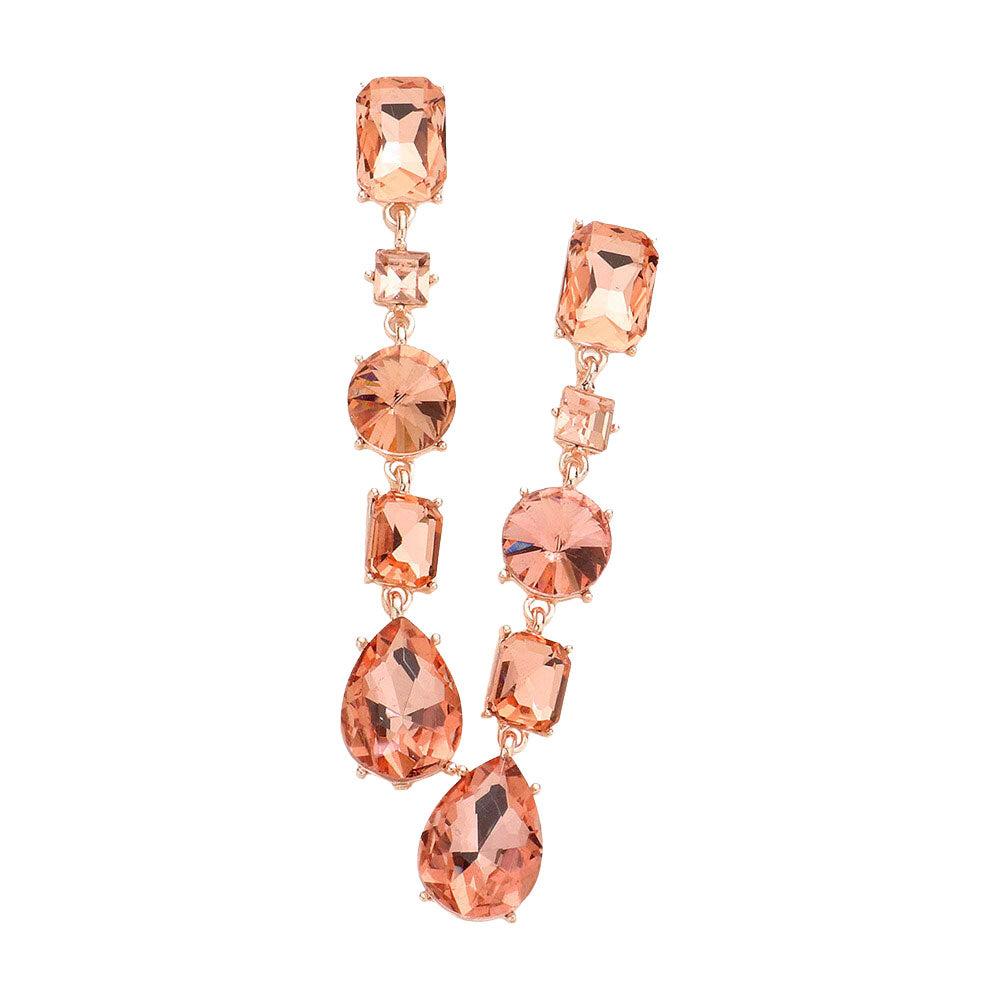 Peach Multi Stone Link Dangle Evening Earrings, the beautifully crafted design adds a glow to any outfit which easily makes your events more enjoyable. These dangle evening earrings make you extra special on occasion. These multi-stone dangle earrings enhance your beauty and make you more attractive. These stone link dangle earrings make your source more interesting and colorful. 