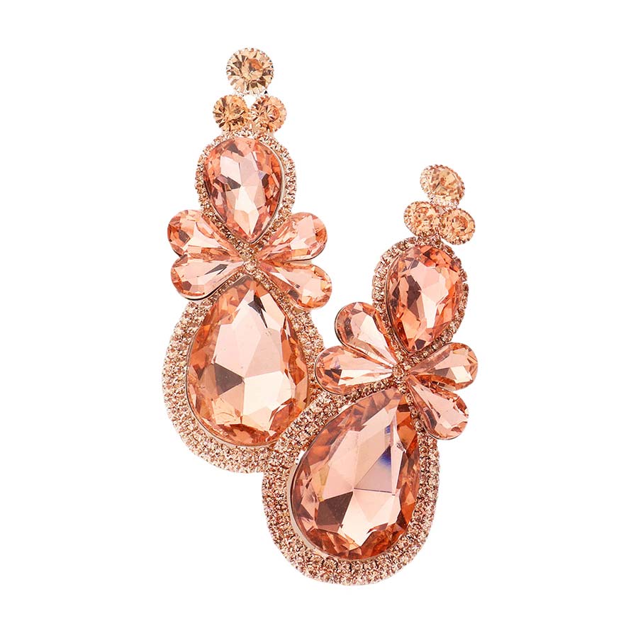 Peach Teardrop Accented Dangle Evening Earrings, are beautifully decorated to dangle on your earlobes on special occasions for making you stand out from the crowd. Wear these evening earrings to show your unique yet attractive & beautiful choice. Perfect gift for Birthdays, anniversaries, Graduation, and Prom Jewelry.