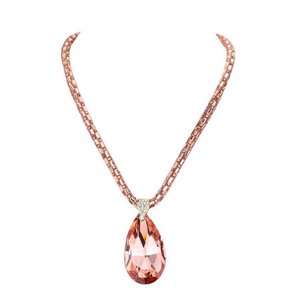 Peach Teardrop Pendant Bling Necklace, Add this simple teardrop Pendant necklace to any look for a hint of bling! delicately polished necklace will enhance your look, versatile enough for wearing straight through the week, perfectly lightweight for all-day wear, coordinate with any ensemble from business casual to everyday wear, the perfect addition to every outfit. Adds a touch of nature-inspired beauty to your look.