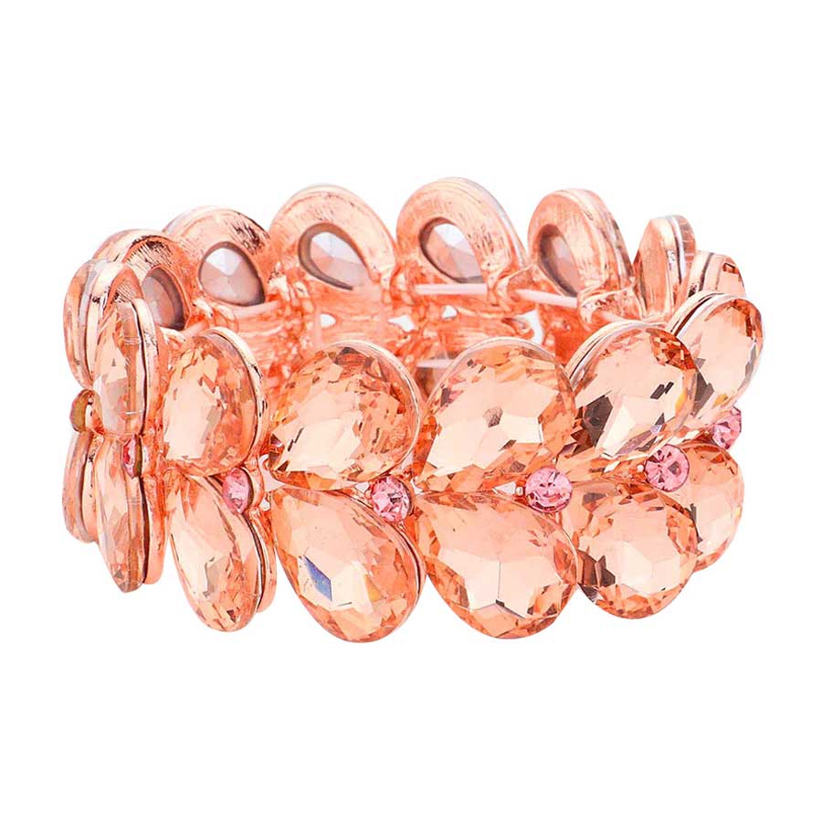 Peach Teardrop Stone Embellished Evening Bracelet, These gorgeous stone pieces will show your class in any special occasion. eye-catching sparkle, sophisticated look you have been craving for! Fabulous fashion and sleek style adds a pop of pretty color to your attire, coordinate with any ensemble from business casual to everyday wear. Awesome gift for birthday, Anniversary, Valentine’s Day or any special occasion.