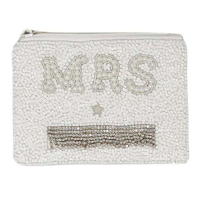 Pearl MRS Seed Beaded Coin Purse, this coin purse can match your carnival costume or dress and make you immersed in the carnival or festival giving off a strong festive atmosphere! Be the ultimate fashionista while carrying this trendy seed-beaded coin purse! Great to carry something small or drop it in your bag. Perfect for carrying makeup, money, credit cards, keys or coins, & many more things. 