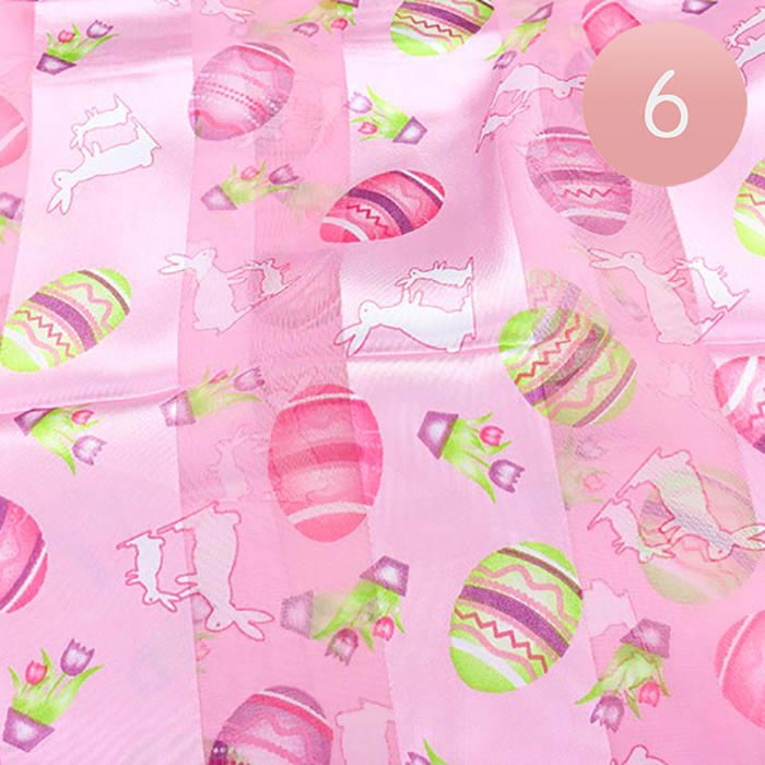 Pink 6PCS Satin Striped Easter Egg Pattern Print Scarf, perfect to accent your outlook with the Easter Sunday Satin Striped easter egg print scarves & show your love for Easter. Great as a neck scarf, head wrap, shawl, beach sarong, headscarf, wrap skirt, etc. The lightweight and nice scarf can be worn all year round in all weather and especially in the Easter holiday. 