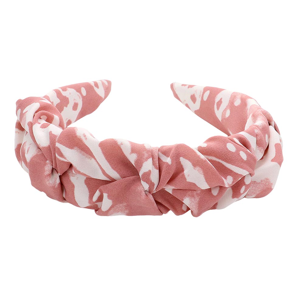 Pink Abstract Patterned Pleated Headband, create a natural & beautiful look while perfectly matching your color with the easy-to-use abstract patterned pleated headband. Add a super neat and trendy knot to any boring style. Perfect for everyday wear, special occasions, outdoor festivals, and more.