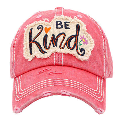 Pink BE Kind Message Vintage Baseball Cap. Keep your styles on even when you are relaxing at the pool or playing at the beach. Large, comfortable, and perfect for keeping the sun off of your face, neck, and shoulders Perfect summer, beach accessory. Ideal for travelers who are on vacation or just spending some time in the great outdoors