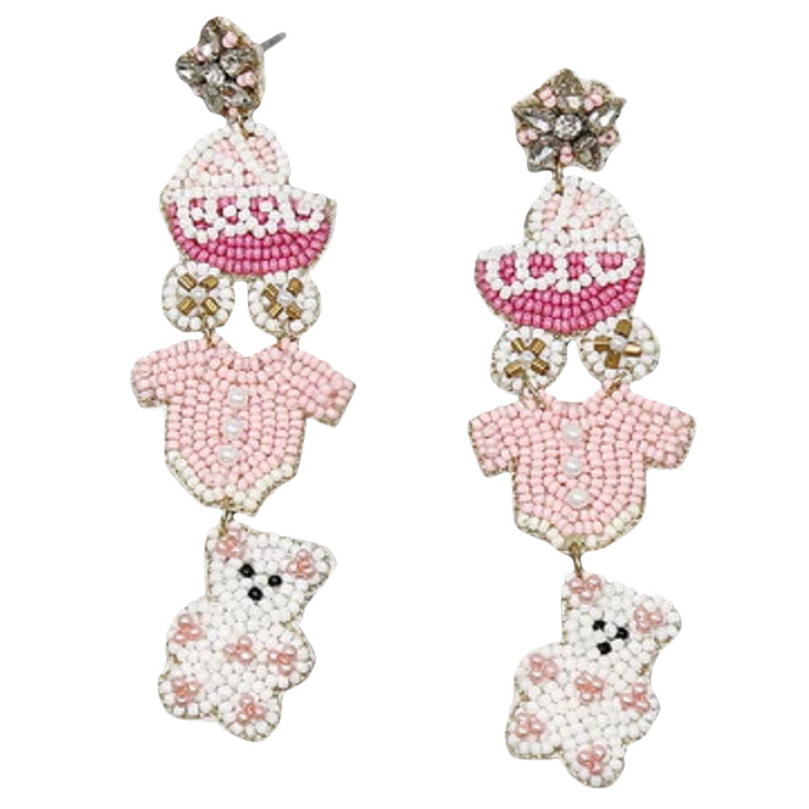 Pink Baby Tiered Seed Bead Earrings, these beautiful and lightweight seed bead earrings are designed with baby tiered . These baby tiered seed bead earrings will be the highlight of any outfit and add a touch of whimsy to your costume jewelry collection! Get into the holiday spirit with our gorgeous handcrafted earrings. 