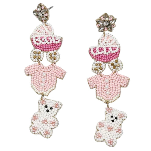 Pink Baby Tiered Seed Bead Earrings, these beautiful and lightweight seed bead earrings are designed with baby tiered . These baby tiered seed bead earrings will be the highlight of any outfit and add a touch of whimsy to your costume jewelry collection! Get into the holiday spirit with our gorgeous handcrafted earrings. 