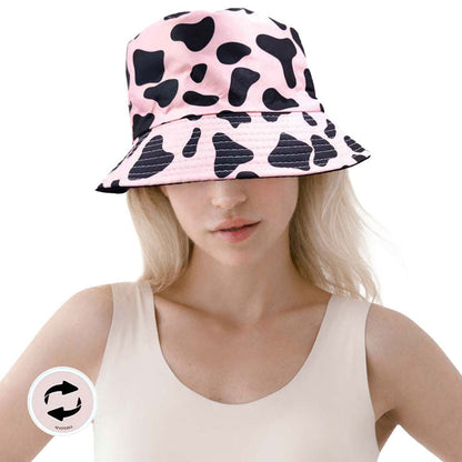 Pink Cow Patterned Reversible Bucket Hat, lightweight fabric provides you sun protection while the sun is beating down and keep you cool and comfortable. You can easily fold this bucket hat and put it in any backpack. This cow patterned animal theme bucket hats is perfect for travel, beach, vacation, trip, outdoor activities, street strolling, fishing for the sun protection headwear.
