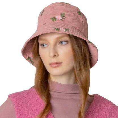Pink Embroidered Floral Corduroy Bucket Hat, show your trendy side with this floral corduroy bucket hat. adds a great accent to your wardrobe, This elegant, timeless & classic Bucket Hat looks fashionable. Perfect for that bad hair day, or simply casual everyday wear; Great gift for that fashionable on-trend friend. Perfect for both casual daily and outdoor activities, such as fishing, hunting, hiking, camping and beach.