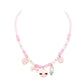 Pink Enamel Smile Heart Bag Bow Pendant Station Beaded Necklace, This beaded Necklace delicately polished will enhance your look, versatile enough for wearing straight through the week, perfectly lightweight for all-day wear, coordinate with any ensemble from business casual to everyday wear, the perfect addition to every outfit. Adds a touch of nature-inspired beauty to your look.