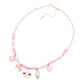 Pink Enamel Smile Heart Bag Bow Pendant Station Beaded Necklace, This beaded Necklace delicately polished will enhance your look, versatile enough for wearing straight through the week, perfectly lightweight for all-day wear, coordinate with any ensemble from business casual to everyday wear, the perfect addition to every outfit. Adds a touch of nature-inspired beauty to your look.