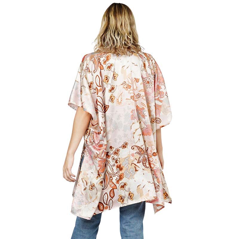 Pink Floral Patterned Satin Cover Up Kimono Poncho, this beautiful floral-patterned Poncho is made of soft and breathable material that amps up your real and gorgeous look with a perfect attraction everywhere. Its eye-catchy design makes you stand out every time. Coordinate this cover-up kimono with any ensemble to finish in perfect style and get ready to receive beautiful compliments.