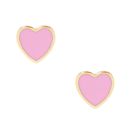 Pink Gold Dipped Enamel Heart Stud Earrings, put on a pop of color to complete your ensemble. Beautifully crafted design adds a gorgeous glow to any outfit. Perfect for adding just the right amount of shimmer & shine. Perfect for Birthday Gift, Anniversary Gift, Mother's Day Gift, Graduation Gift, Valentine's Day Gift.
