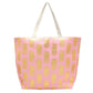 Pink Metallic Pineapple Patterned Beach Tote Bag, Whether you are out shopping, going to the pool or beach, this Pineapple patterned print tote bag is the perfect accessory. Perfectly lightweight to carry around all day. Spacious enough for carrying any and all of your seaside essentials. The soft straps really helps carrying this tie due shoulder bag comfortably. Perfect Birthday Gift, Anniversary Gift, Mother's Day Gift, Vacation Getaway or Any Other Events.