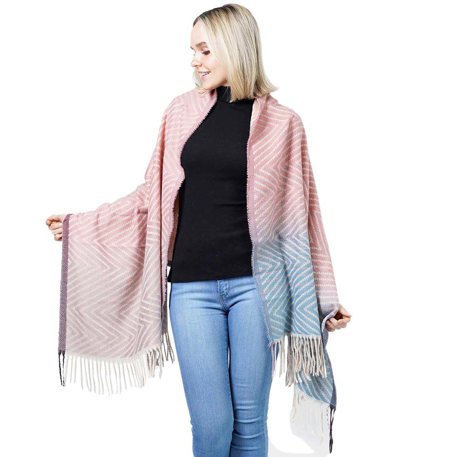 Pink Ombre Woven Scarf With Tassel, on-trend & fabulous, a luxe addition to any cold-weather ensemble. This woven scarf combines great fall style with comfort and warmth. It's a perfect weight that can be worn to complement your outfit or with your favorite fall jacket. Excellent for daily wear in the cold winter to protect you against the chill. It amps up the glamour with a plush material that feels amazing snuggled up against your cheeks.