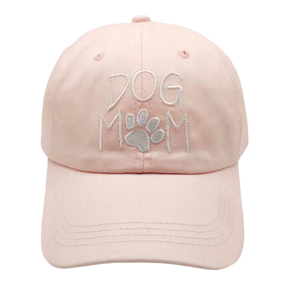 Pink Paw Pointed Dog Mom Message Baseball Cap, this cute dog mom message baseball cap for women is both functional and stylish! This baseball cap has the design "Dog Mom" screen printed on the front. Fun cool dog mother-themed message vintage cap perfect for those who love the animal and perfect for the mom who is in Charge! 