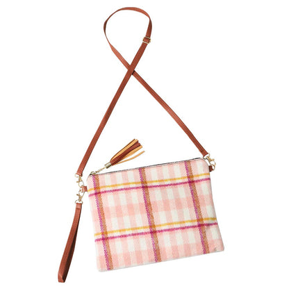 Pink Plaid Check Crossbody Clutch Bag, amps up your confidence and strength. These trendy and colorful bags come with adjustable and detachable hand straps to enhance your comfortability. It's lightweight and easy to carry. It looks like the ultimate fashionista when carrying this small Clutch bag. Perfect gift for birthdays, holidays, Christmas, New year, etc.