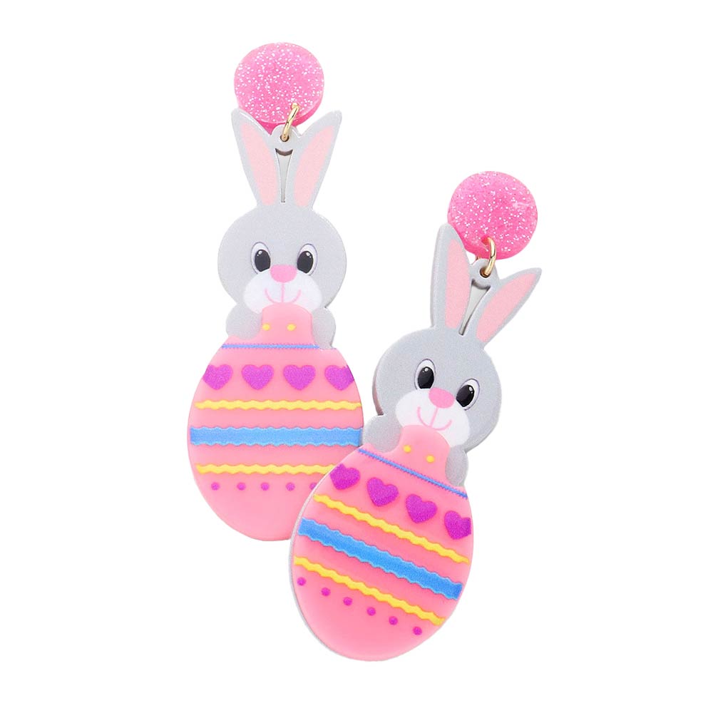Pink Resin Easter Bunny Egg Dangle Earrings, Easter Bunny Egg Dangle Earrings are fun handcrafted jewelry that fits your lifestyle, adding a pop of pretty color. Perfect for the festive season, embrace the Easter spirit with these cute earrings. Surprise your loved ones on this Easter Sunday occasion.