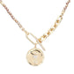 Pink Rhinestone Evil Eye Heart Horseshoe Accented Metal Round Pendant Faceted Beaded Necklace, Get ready with these Pendant Double Layered, put on a pop of color to complete your ensemble. Perfect for adding just the right amount of shimmer & shine. Perfect Birthday Gift, Anniversary Gift, Mother's Day Gift, Graduation Gift.
