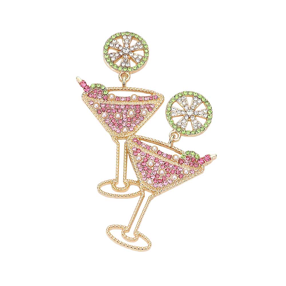 Pink Rhinestone Pearl Paved Cocktail Dangle Earrings, these Paved Cocktail dangles earrings are lightweight and make a stylish addition to your fashion earring and jewelry collection. The elegance of these earrings goes unmatched, great for wearing at a party! Perfect jewelry to enhance your look. Awesome gift for birthday, Anniversary, Valentine’s Day or any special occasion. 