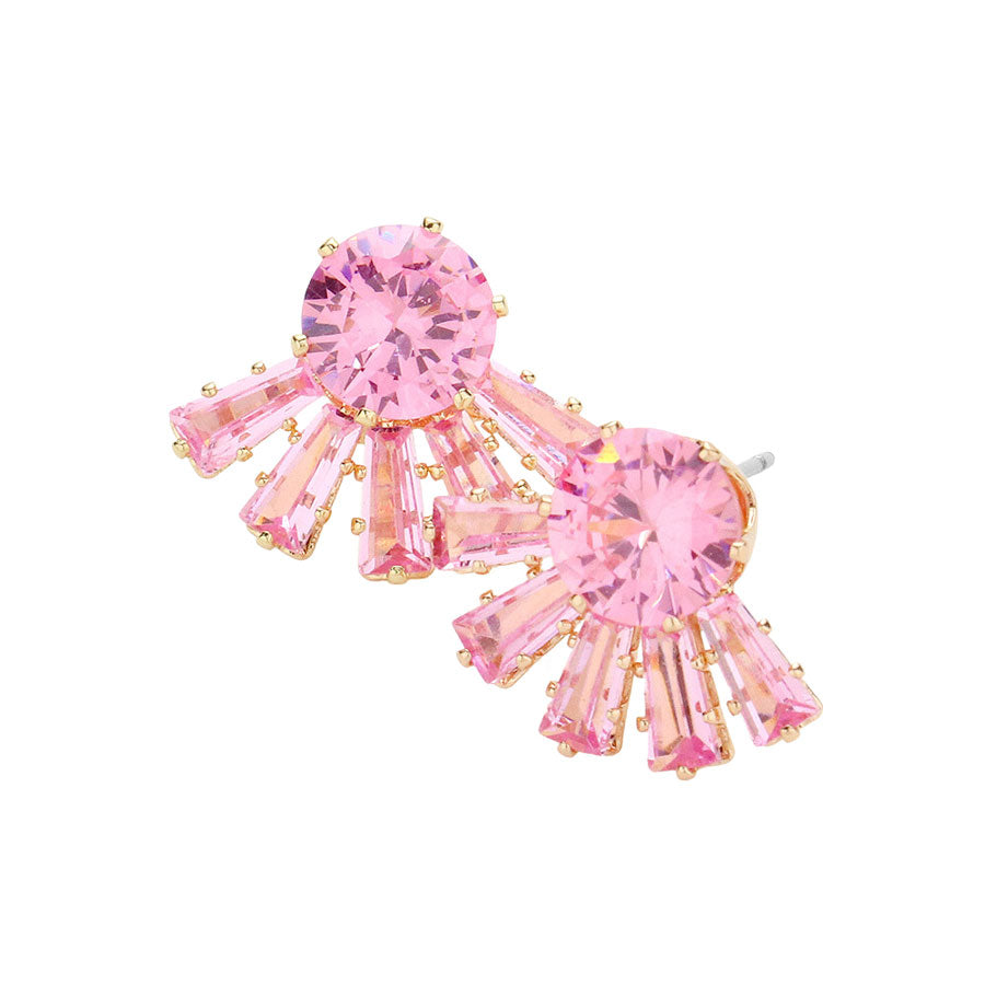 Pink Round Stone Accented Stud Evening Earrings, completed the appearance of elegance and royalty to drag the attention of the crowd on special occasions. Excellent to wear at weddings, receptions, parties, graduation, etc to show your royalty and trendy choice. Perfect for birthdays, anniversaries, or graduation gifts.