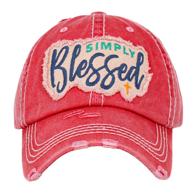 Pink Simply Blessed Vintage Baseball Cap, A beautiful & cool religious-themed vintage cap that will not only save a bad hair day but also amps up your beauty to a greater extent. This Simply Blessed message embroidered baseball hat is made for you. It's fully adjustable and easy to wear in the perfect style! Perfect to keep your hair away from your face while exercising, running, playing tennis, or just taking a walk outside.