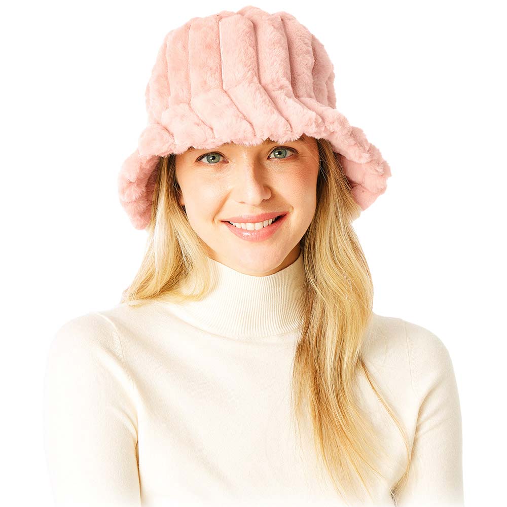Pink Soft Faux Fur Bucket Hat, show your trendy side with this Faux Fur Bucket Hat. Adds a great accent to your wardrobe. This elegant, timeless & classic Bucket Hat looks fashionable. Perfect for a bad hair day, or simply casual everyday wear.  Accessorize the fun way with this Solid bucket hat. It's the autumnal touch you need to finish your outfit in style. Awesome winter gift accessory for that fashionable on-trend friend.
