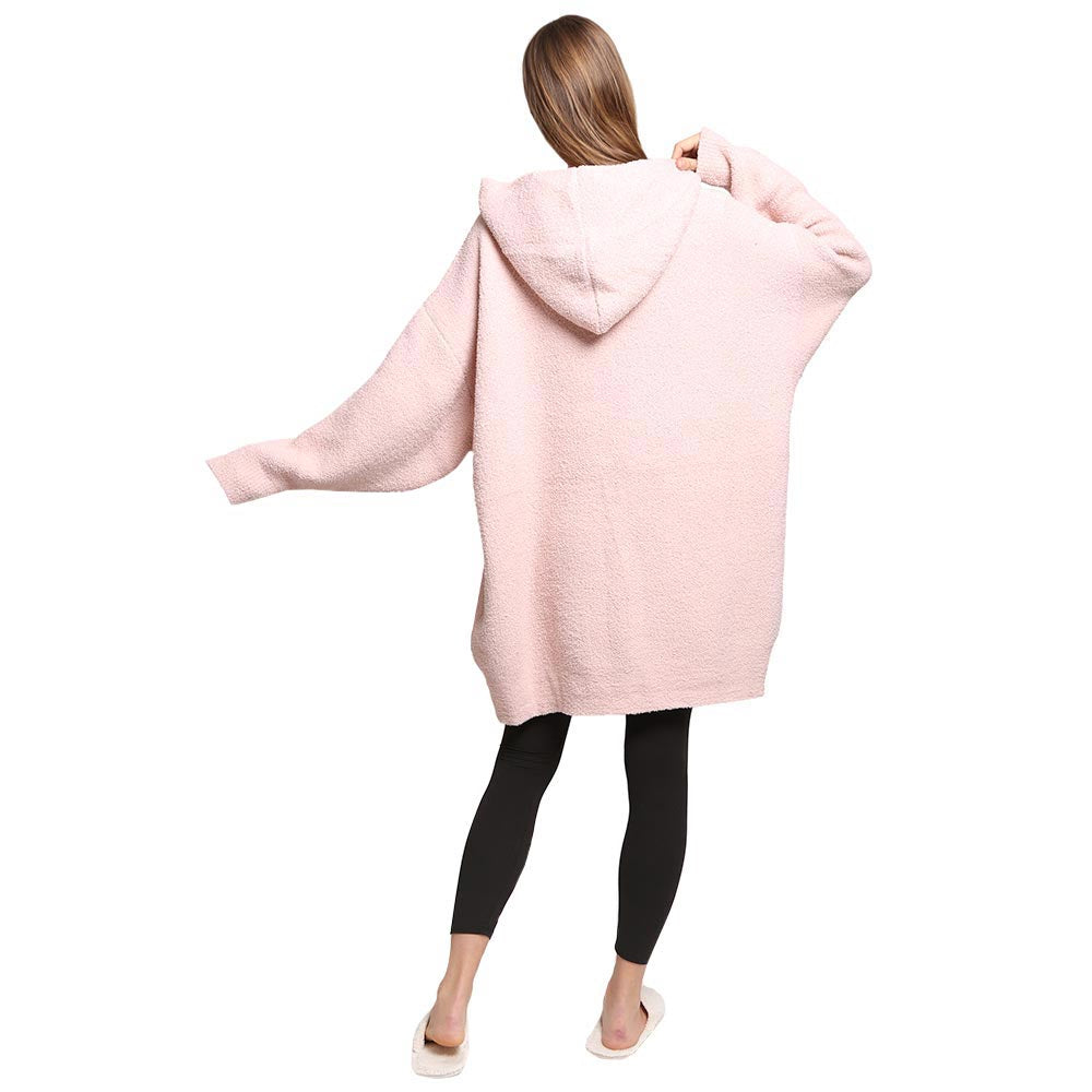 Pink Solid Color Hooded Wearable Blanket, on-trend & fabulous design make it eye-catching and beautiful. It will keep you cozy and comfortable on winter and cold days. Go outside with confidence and beauty with this solid color-designed blanket. It's a luxe addition to any cold-weather ensemble. Great for daily wear in the winter to protect you against the chill. 