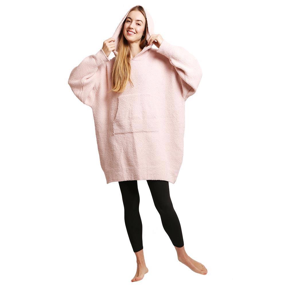 Pink Solid Color Hooded Wearable Blanket, on-trend & fabulous design make it eye-catching and beautiful. It will keep you cozy and comfortable on winter and cold days. Go outside with confidence and beauty with this solid color-designed blanket. It's a luxe addition to any cold-weather ensemble. Great for daily wear in the winter to protect you against the chill. 