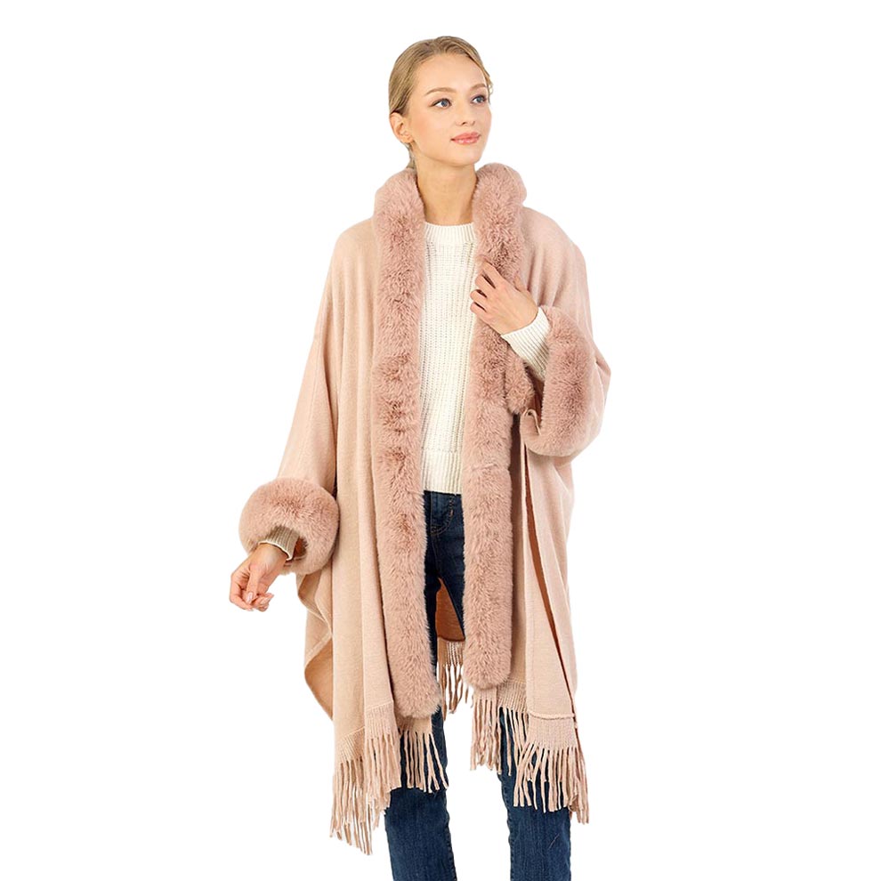 Pink Solid Color Hoodie Winter Cape With Faux Fur Edge, is beautifully designed with solid color that amps up your beauty to a greater extent. It enriches your attire with perfect combination. Breathable Fabric, comfortable to wear, and very easy to put on and off. Suitable for Weekend, Work, Holiday, Beach, Party, Club, Night, Evening, Date, Casual and Other Occasions in Spring, Summer and Autumn.
