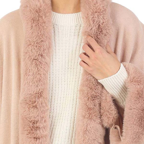 Pink Solid Color Hoodie Winter Cape With Faux Fur Edge, is beautifully designed with solid color that amps up your beauty to a greater extent. It enriches your attire with perfect combination. Breathable Fabric, comfortable to wear, and very easy to put on and off. Suitable for Weekend, Work, Holiday, Beach, Party, Club, Night, Evening, Date, Casual and Other Occasions in Spring, Summer and Autumn.