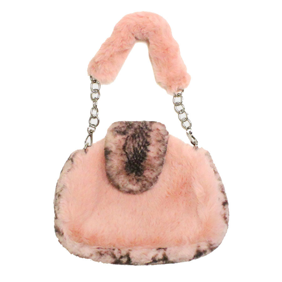 Pink Pattern Detailed Faux Fur Shoulder Bag. Look like the ultimate fashionista carrying this small quilted bag! It will be your new favorite accessory. Easy to carry specially lightweight ideal for a night out on the town. Perfect Gift for Birthday, Holiday, Christmas, New Years, Anniversary, Valentine's day.